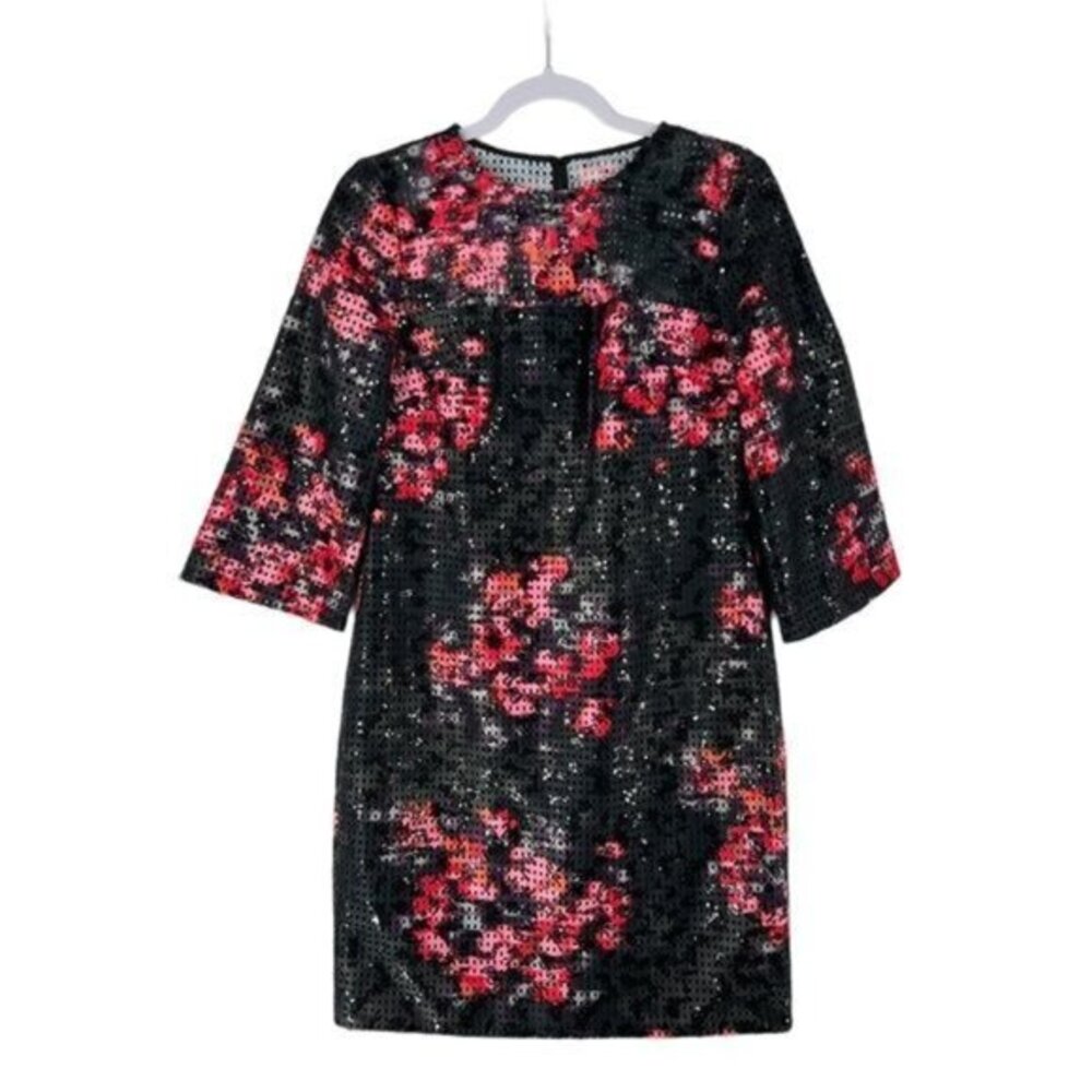 Trina Trina Turk Grenadine 3/4 Sleeve Embellished Dress